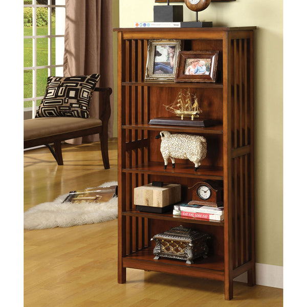 English Elm Gorgeous Antique Oak Solid Wood 5-Shelf Media Bookcase with Lattice Molding, 22"W x 48"H, Sturdy Storage B011P191545
