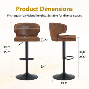 English Elm Modern Oil-wax Upholstered Swivel Barstools with Ergonomic High Back for Kitchen Islands W2920P419851
