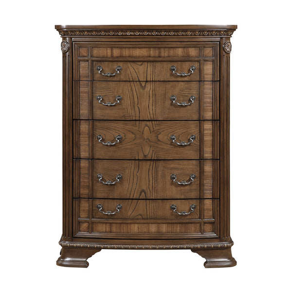English Elm Elegant Traditional Dresser with 6 Cedar-Lined Drawers, Dovetail Construction, Carved Details & Antique Handles Dark Brown 43 L x 23 W x 58 H B011P410125