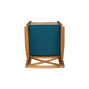 English Elm Christopher Knight Home® - PERLA Acacia Wood Outdoor Barstool Set of 2 with Water-Resistant Cushions, Cross-Back Farmhouse Charm Blue 63748.00BLU