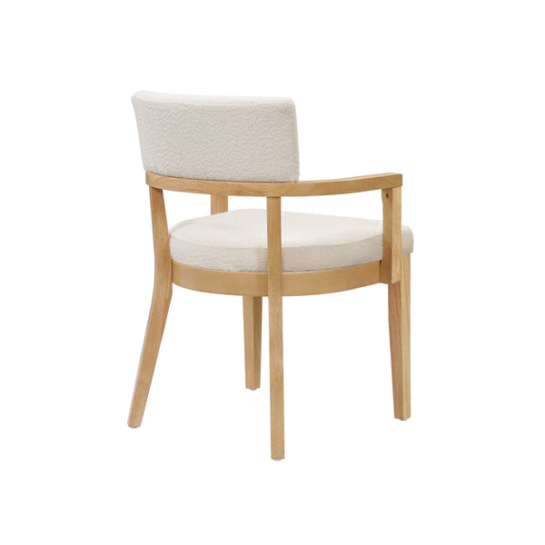 English Elm Christopher Knight Home® - Mid Mid Century Modern Boucle Dining Chairs with Wood Frame, U-Shape Arms, High-Density Foam Comfort Beige,Oak N771P331337A