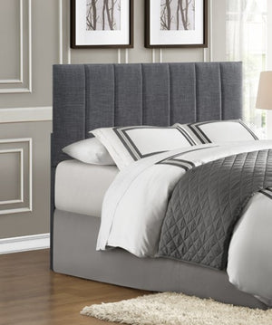 English Elm 1pc Potrero Queen Headboard Gray Fabric Padded Vertical Channel Tufted Modern Upholstered 61.5" B011P210112