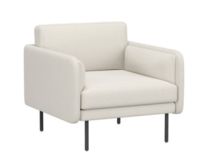 Sunpan Luella Armchair - Classic Mid-Century Design with Generously Cushioned Seating and Black Metal Legs Mina Ivory