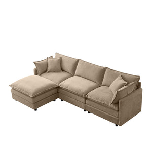 English Elm 105" L-shaped Chenille Sectional with Ottoman Pocket Spring Living Room Sofa Coffee W1097S00227