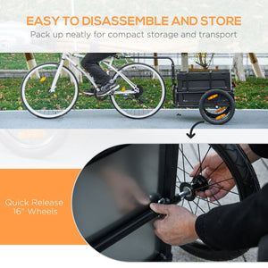 English Elm Aosom Folding Bike Cargo Trailer with Galvanized Base Removable Box and 16 Inch Wheels W2225P200590