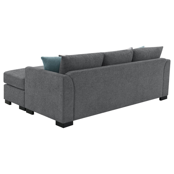 English Elm Pacheco Upholstered Sleeper Sectional with Chaise and Pullout Bed, Patterned Pillows & Sturdy Frame Grey B062P375540