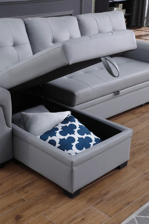 English Elm Jardin Vegan Leather Sleeper Sectional with Reversible Chaise and Hidden Storage B2749S00209
