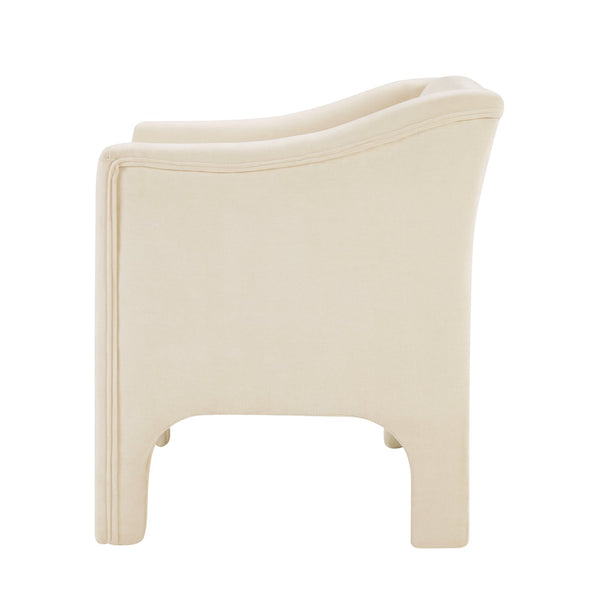 English Elm Modern Barrel Accent Chair Chenille Upholstered Wraparound Armchair for Any Room Beige N763P336531A