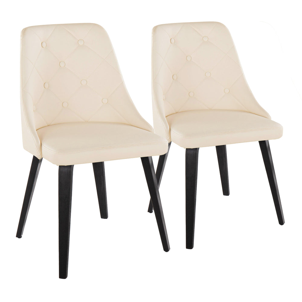 English Elm Giovanni Contemporary Dining Chairs Set Of 2 - Cream Faux Leather & Bent Wood Legs For Elegance B202S01247