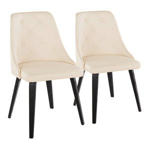 English Elm Giovanni Contemporary Dining Chairs Set Of 2 - Cream Faux Leather & Bent Wood Legs For Elegance B202S01247