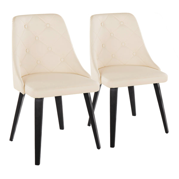 English Elm Giovanni Contemporary Dining Chairs Set Of 2 - Cream Faux Leather & Bent Wood Legs For Elegance B202S01247