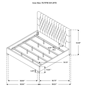 English Elm Copper Oatmeal Tufted Eastern King Panel Bed with Plush Upholstery, Timeless Cozy Design, 89" L B062S00665