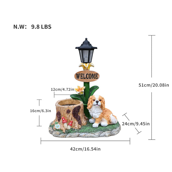 English Elm Sitting Corgi Resin Planter Sculpture Whimsical Porch Garden Decor with Succulent Cavity W5398P464242