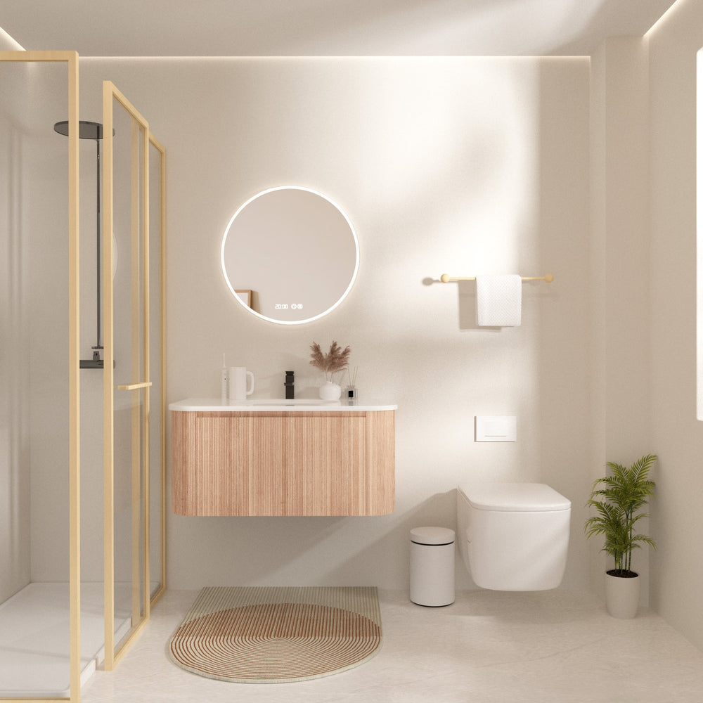 English Elm Arcora 36 Inch Wall Mounted Floating Bathroom Vanity With Curved Sink, Soft Close Drawer & Modern Design W3235P336190