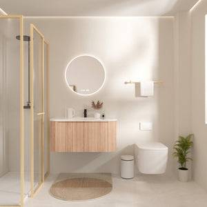 English Elm Arcora 36 Inch Wall Mounted Floating Bathroom Vanity With Curved Sink, Soft Close Drawer & Modern Design W3235P336190
