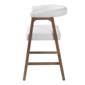 English Elm 24'' Upholstered Counter Stools with Arms Beige Set of 2 for Kitchen Island Walnut N780P354192D