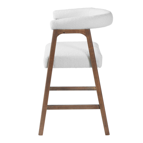 English Elm 24'' Upholstered Counter Stools with Arms Beige Set of 2 for Kitchen Island Walnut N780P354192D