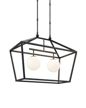 Currey & Company Denison Black Outdoor Lantern - Elegant Wrought Iron Design With Soft Glow For Patios & Porches Black Wrought Iron ,Glass 9500-0023-currey-company