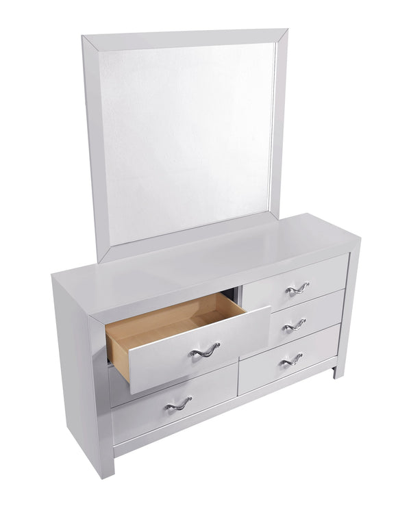 English Elm Moreland Six Drawer Dresser White Laminate Glam Chrome Bedroom Storage Chest B078P497906