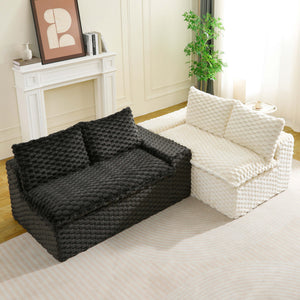 English Elm Luxury Color-Block Turtle Velvet Sofa - Modular Design For Stylish Living Spaces, Comfort For All! W3371S00045