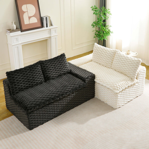 English Elm Luxury Color-Block Turtle Velvet Sofa - Modular Design For Stylish Living Spaces, Comfort For All! W3371S00045
