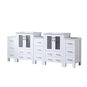English Elm Volez Solid Wood 84" Double Bath Vanity with Side Cabinets, 13 Drawers, Soft-Close, White Ceramic Top B2731P337022