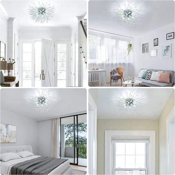 English Elm Crystal Flush Mount Ceiling Light - Modern Sputnik Inspired Design For Bedrooms, Hallways, And More! W2738P185411