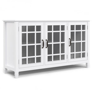 English Elm Connaught Solid Wood Buffet with Glass Doors Bronze Hardware Heritage Dining Storage White B136P436047