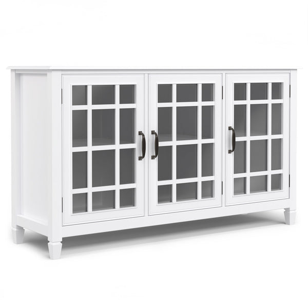 English Elm Connaught Solid Wood Buffet with Glass Doors Bronze Hardware Heritage Dining Storage White B136P436047