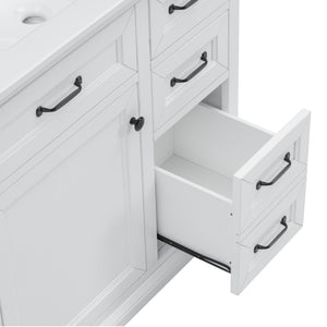 English Elm Christopher Knight Home® - 36" Bathroom Vanity with Ceramic Sink, Soft-Close Doors, 4 Drawers & Ample Storage, Freestanding White N759P223021K