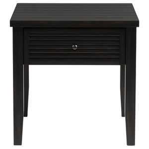 English Elm Sutter Farmhouse Square End Table with Louvered Drawer and Planked Pine Wood Top B062P441045