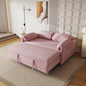 English Elm Sofa 54" Velvet Convertible Sofa Bed - Pink/Blue/Black, Compact 2-Seater with Retractable Bed, 500lb Support W3371P302141