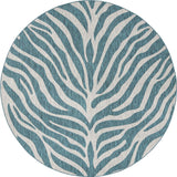 Unique Loom Outdoor Safari Tsavo Machine Made Animal Print Rug Teal, Ivory/Gray 10' 0" x 10' 0"