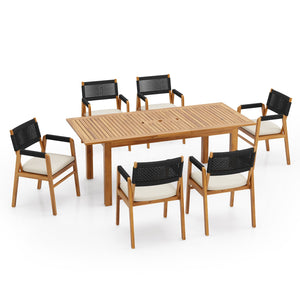 English Elm Christopher Knight Home® - Outdoor 7-Piece Rustic Acacia Expandable Dining Set With Cushions - Perfect For Relaxed Gatherings! N773P210139B6_68892.00SNTS