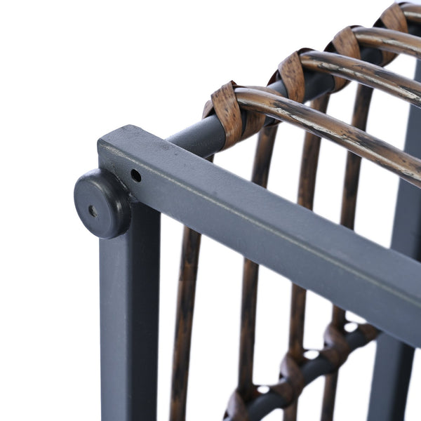 English Elm TOPMAX Modern Minimalist 7-Piece Metal Patio Sectional Sofa Set with All-Weather Rattan, Cushions and Coffee Table for Versatile Indoor Outdoor Entertaining DARK GREY SP100026AAE