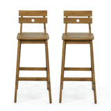 Christopher Knight Home® - Noble House - Ashlyn Outdoor/Indoor Acacia Wood Backed Barstools - Set of 2