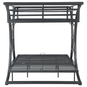 English Elm Weston Gunmetal Bunk Bed with Curved Metal Frame, Industrial Grey Finish, Full over Full Stylish Stack B062S00825