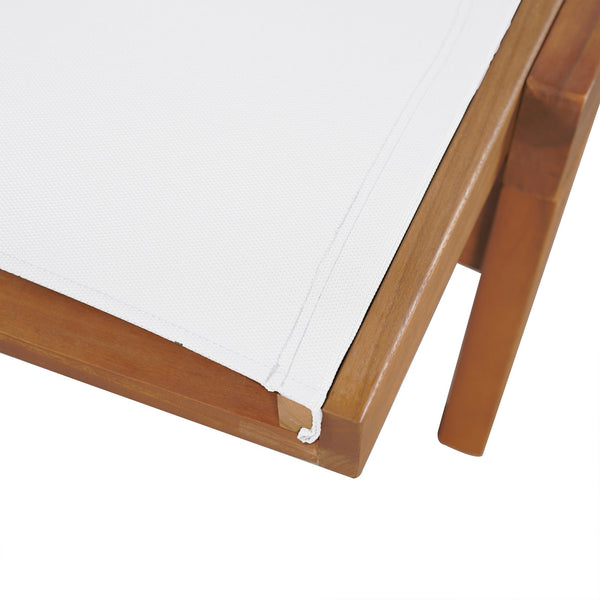 English Elm Christopher Knight Home® - OUTDOOR Chaise Lounge with Acacia Wood Frame and Breathable Mesh Seating for Durable Outdoor Comfort White+Natural 63.5 L x 31.25 W x 6 H N776P286344B