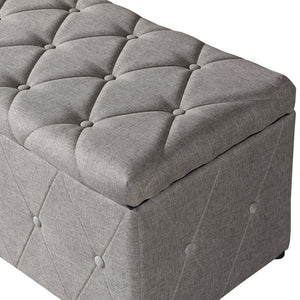 English Elm 1 Set of Two Linen Upholstered Rectangular Storage Ottomans for Bedroom Living Room W2297P455290