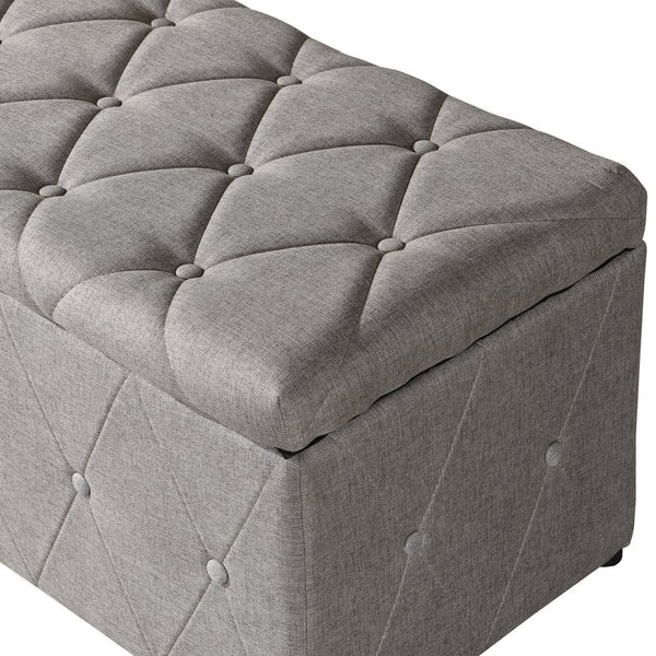 English Elm 1 Set of Two Linen Upholstered Rectangular Storage Ottomans for Bedroom Living Room W2297P455290