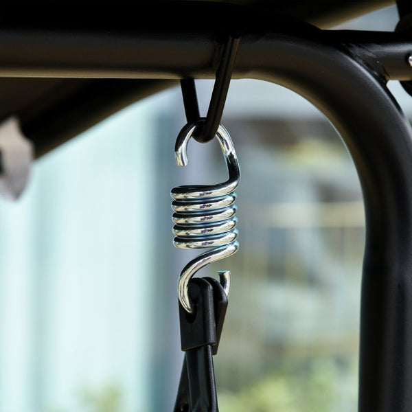 English Elm Outsunny Patio Swing Chair With Adjustable Canopy, Durable Steel Frame, Seats 2 Adults, Black Mesh W2225P175520-GIGA