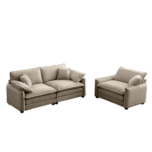 English Elm Modern Two-Piece Living Room Sofa Set In Soft Tan Corduroy - Perfect For Small Spaces & Style! W714S00709