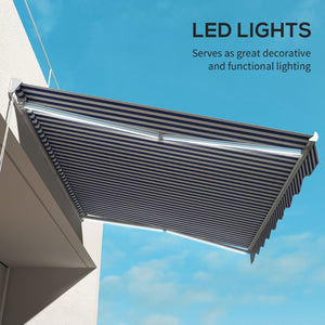 English Elm Outsunny 13' X 10' Electric Retractable Awning With Led Lights & Uv40+ Shade For Deck Or Yard W2225P200425-GIGA