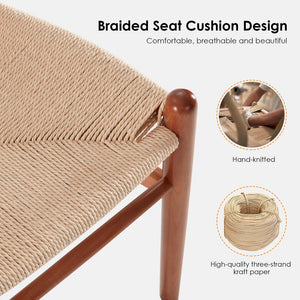 English Elm STARY Solid Wood Wishbone Dining Chair with Ergonomic Curved Back & Armrest, Eco-Friendly Comfort Walnut T3623P380998