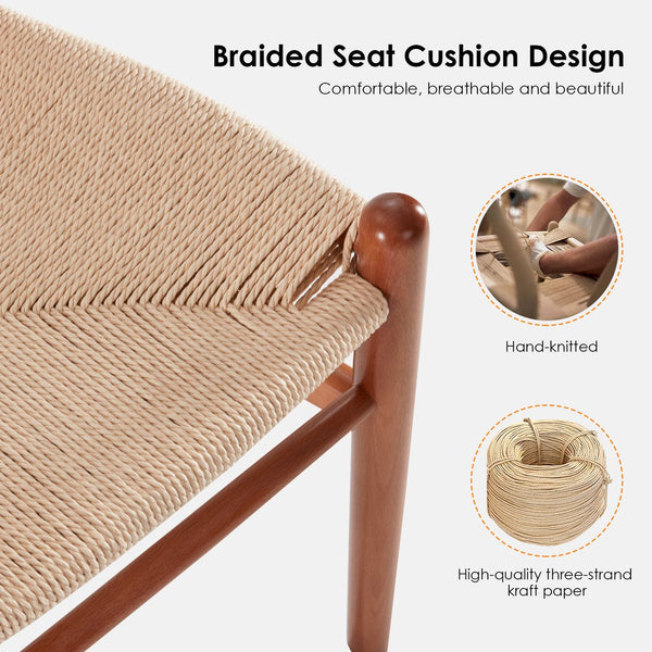 English Elm STARY Solid Wood Wishbone Dining Chair with Ergonomic Curved Back & Armrest, Eco-Friendly Comfort Walnut T3623P380998