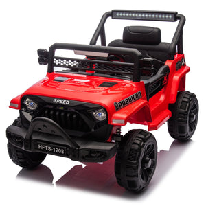 English Elm 12v Kids Electric Ride on Truck with Parental Remote Four Wheel Suspension and Led Lights Red W1578P187461