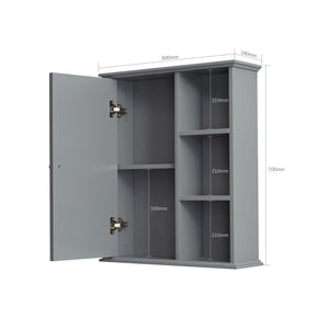 English Elm 23.6" Grey Mdf Wall Cabinet Soft Close Doors Compact Bathroom Storage Organizer W2704P264352