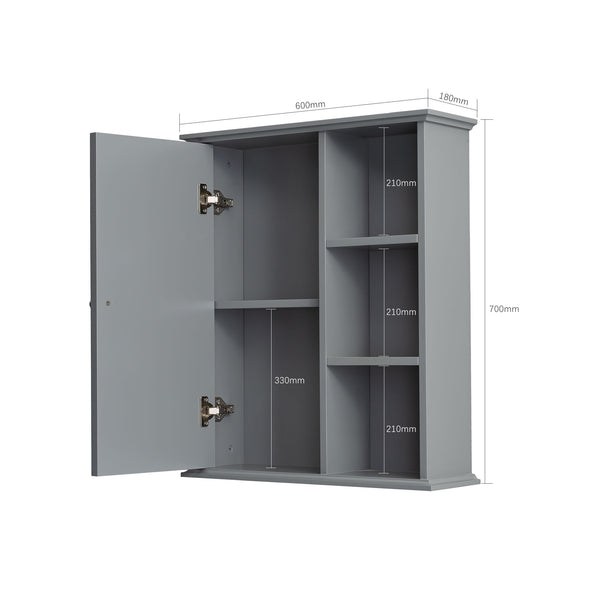 English Elm 23.6" Grey Mdf Wall Cabinet Soft Close Doors Compact Bathroom Storage Organizer W2704P264352