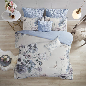English Elm 8 Madison Park Cassandra Cotton Printed Comforter Set Queen – Shabby Chic Floral Elegance, OEKO-TEX Certified Comfort Blue 18.9 L x 13.78 W x 10.63 H B03597238