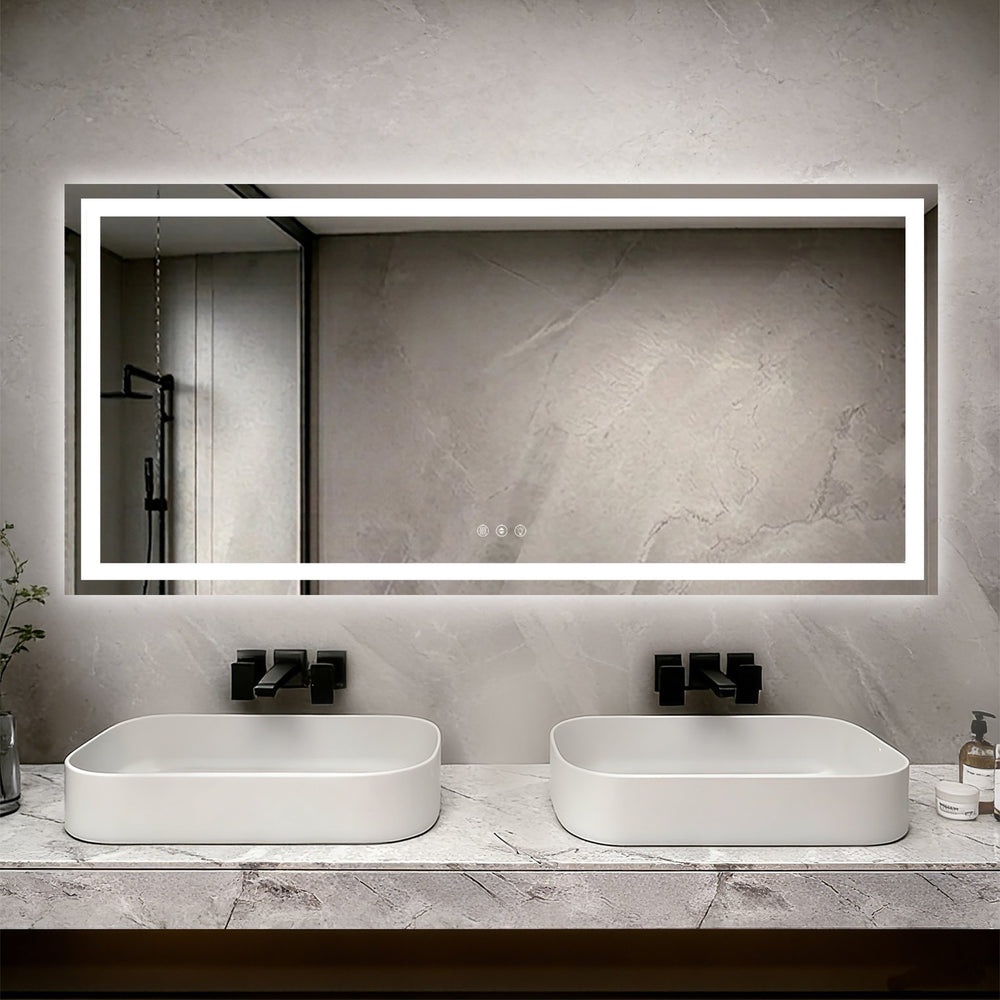 English Elm 77" Led Vanity Mirror with Dual Zone Lighting Anti-fog Dimmable Bathroom Wall Mount W1920P493147